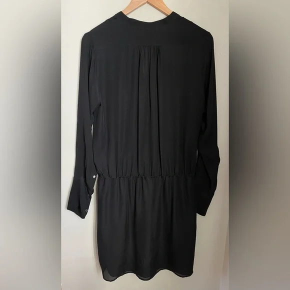 NILI LOTAN Henley Button Down Silk Dress Black Size Medium Luxury Minimalist - Picture 6 of 15